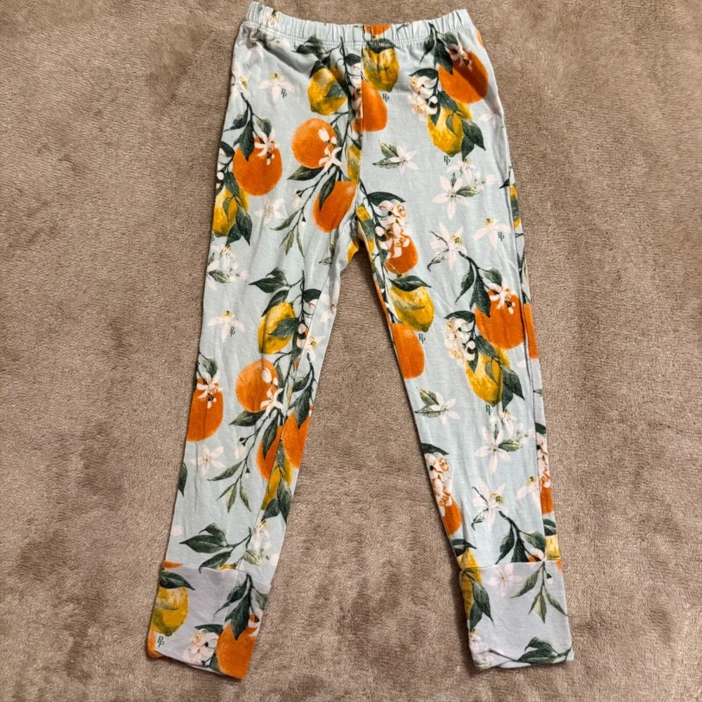 Posh Peanut Clementine Bamboo Viscose Pajama Set Kids 4T Blue Orange Lemon 2pc